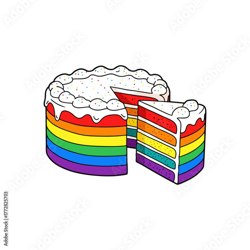 illustration of a rainbow cake with a white background