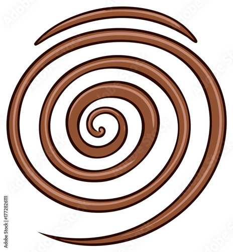 Elegant brown spiral illustration showcasing a simple abstract swirl graphic design element