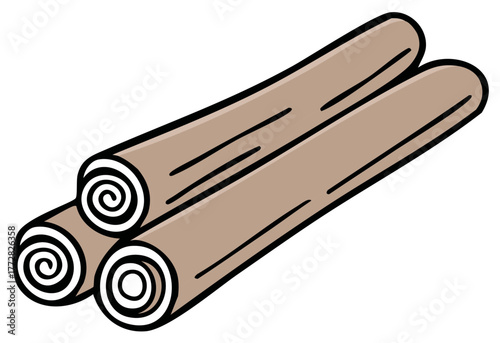 Cartoon Stacked Wood Logs Illustration Showing Spiral Ends