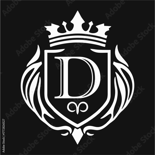 Abstract Artistic Alphabet A-Z
 Royal Shield Logo with Crown and Ornamental Crest in Elegant Vector Design for Luxury Branding, Classic Heritage, and Zenith Aesthetic