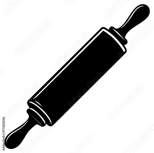 Rolling Pin Tool Black Vector Illustration Baking Cooking Preparation