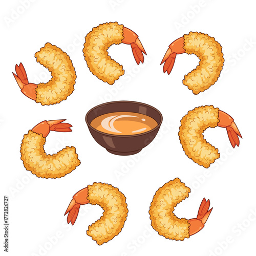 various types of tempura with sauce