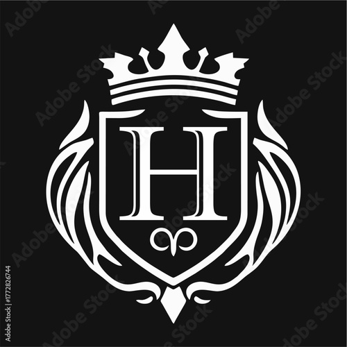 Abstract Artistic Alphabet A-Z
 Royal Shield Logo with Crown and Ornamental Crest in Elegant Vector Design for Luxury Branding, Classic Heritage, and Zenith Aesthetic