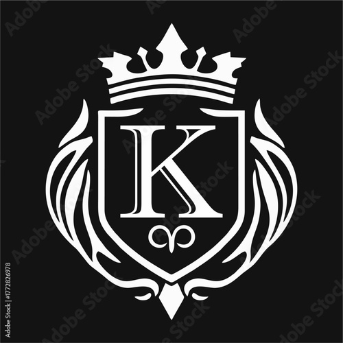 Abstract Artistic Alphabet A-Z
 Royal Shield Logo with Crown and Ornamental Crest in Elegant Vector Design for Luxury Branding, Classic Heritage, and Zenith Aesthetic
