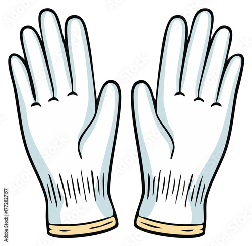 Pair of Protective Gloves Illustration Cartoon Style for Sanitation and Personal Safety Gear