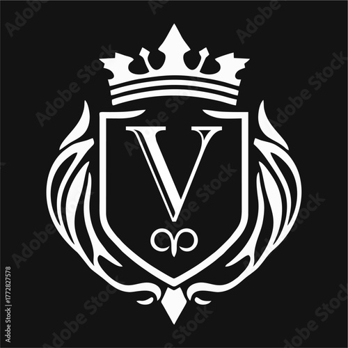 Abstract Artistic Alphabet A-Z
 Royal Shield Logo with Crown and Ornamental Crest in Elegant Vector Design for Luxury Branding, Classic Heritage, and Zenith Aesthetic