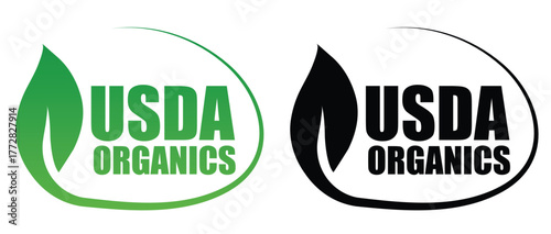 USDA Organic label – Green and White Certified Organic Product Label Icons for Eco Branding