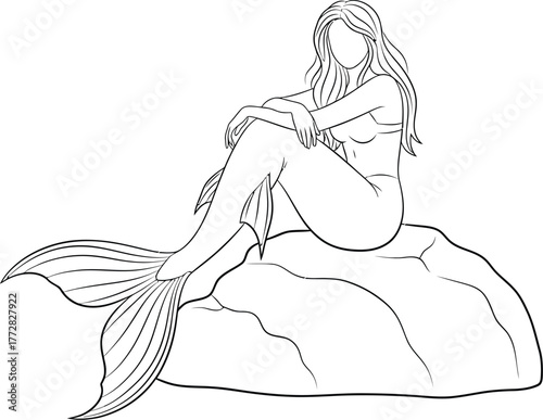 Mermaid mythical creature ocean sea fantasy tale legend siren water rock tail