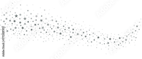 Gold stars vector curve background, sparkling Christmas confetti border, wave sparkles isolated on white. Shining flying stars glitter