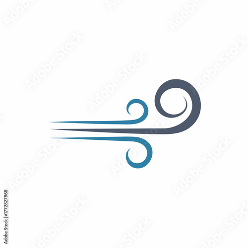 Stylized wind gust illustration depicting breeze or air current movement, vector graphic design