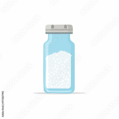 Vector Illustration of a Salt Shaker Filled with Salt Crystals for Kitchen and Dining Concepts