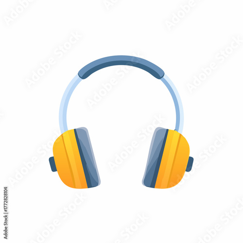 Orange and blue ear defenders for hearing protection safety equipment illustration