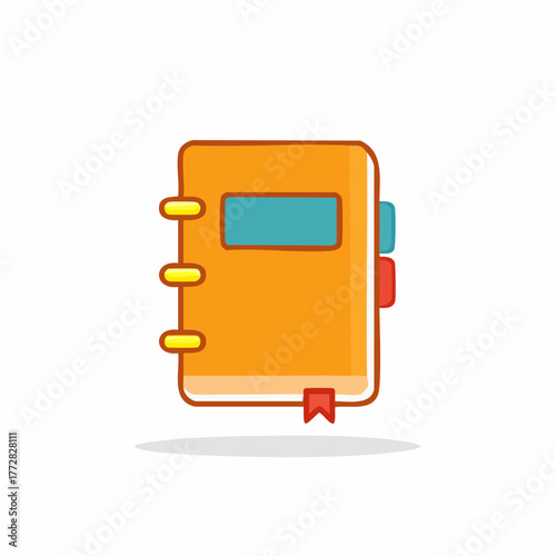 Orange binder with color tabs and bookmark for organizing documents and personal notes