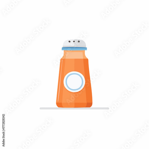Orange Salt Shaker Illustration in Flat Design Style, Condiment Container