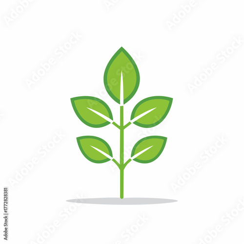 Green sprout with leaves growing upwards, symbol of nature, growth, and new beginnings