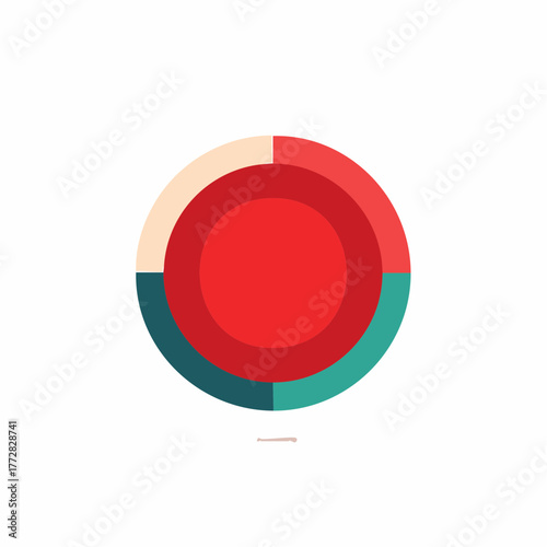 Circular Chart with Red Center and Segmented Border Color Ring Graphic