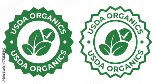 USDA Organic Badge Icon Set – Green Eco Certification Labels and Natural Product Seal Designs