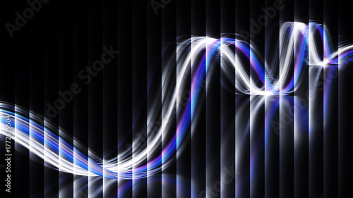 A mesmerizing display of light painting with vibrant blue and white hues against a dark background creates a dynamic effect