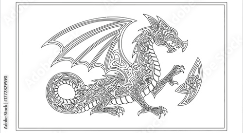 Celtic dragon knotwork mythology medieval fantasy beast creature artwork art