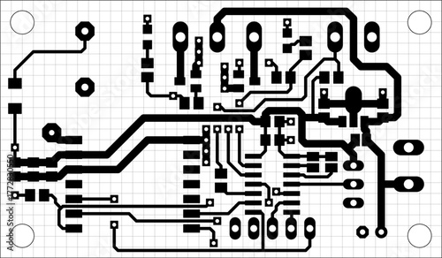 Foto Tracing conductors of printed circuit board
of electronic device with grid