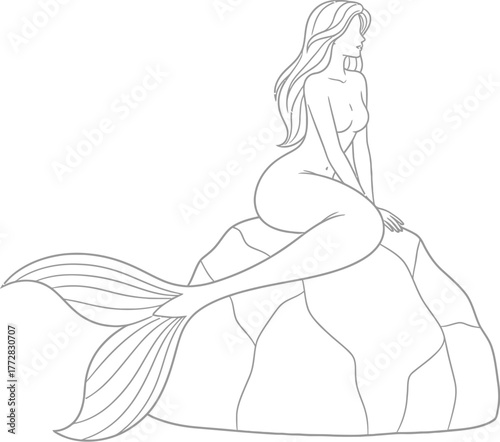 Mermaid sea ocean mythical creature fantasy woman tail rock water legend myth