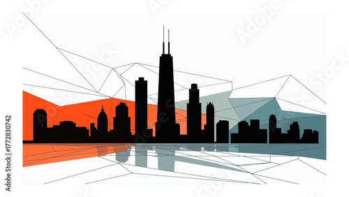 Urban Silhouette: A captivating silhouette of a city skyline, reflecting the modernity and essence of an urban landscape with clean lines and striking geometry.