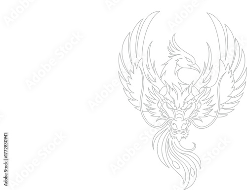 Phoenix dragon mythical creature wings fire rebirth fantasy legend tattoo art