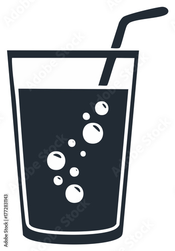 Refreshing drink with bubbles and straw vector illustration