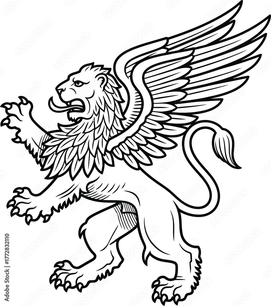 Obraz premium Griffin heraldry crest animal mythical creature fantasy lion eagle wings beast art