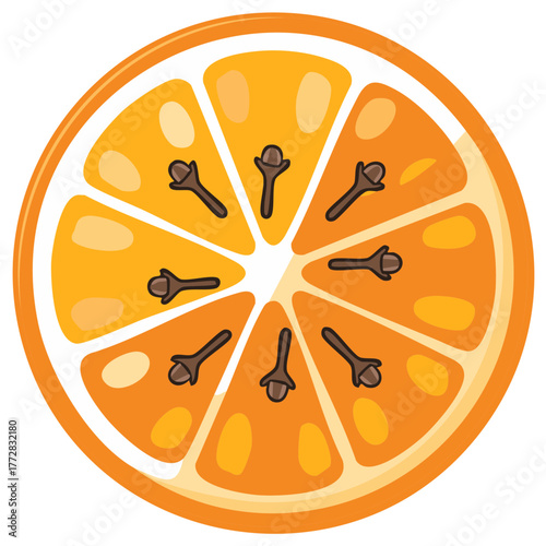 Fresh Orange Slice Decorated With Whole Cloves Healthy Food Ingredient