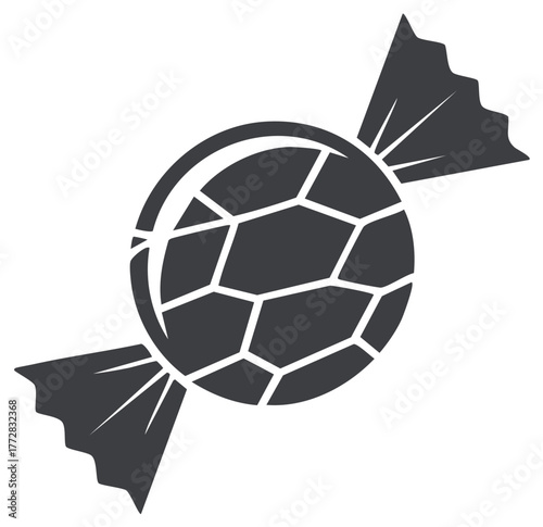 Wrapped hard candy icon graphic, simple sugar confection with wrapper ends, sweet treat