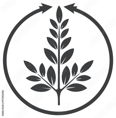 Sustainable Growth: Plant with Circular Arrows Symbolizing Renewal, Environmental Consciousness, and Ecological Balance