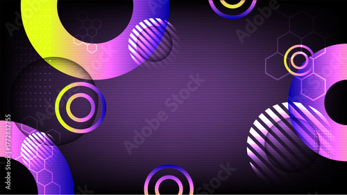 Modern abstract background. Neon ring gradient and geometric shape. Presentation and banner design