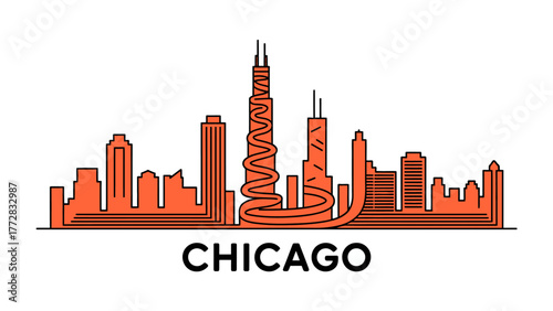 Chicago Skyline Silhouette: The urban skyline of Chicago, a symbol of innovation and architectural prowess, stands tall against the horizon.