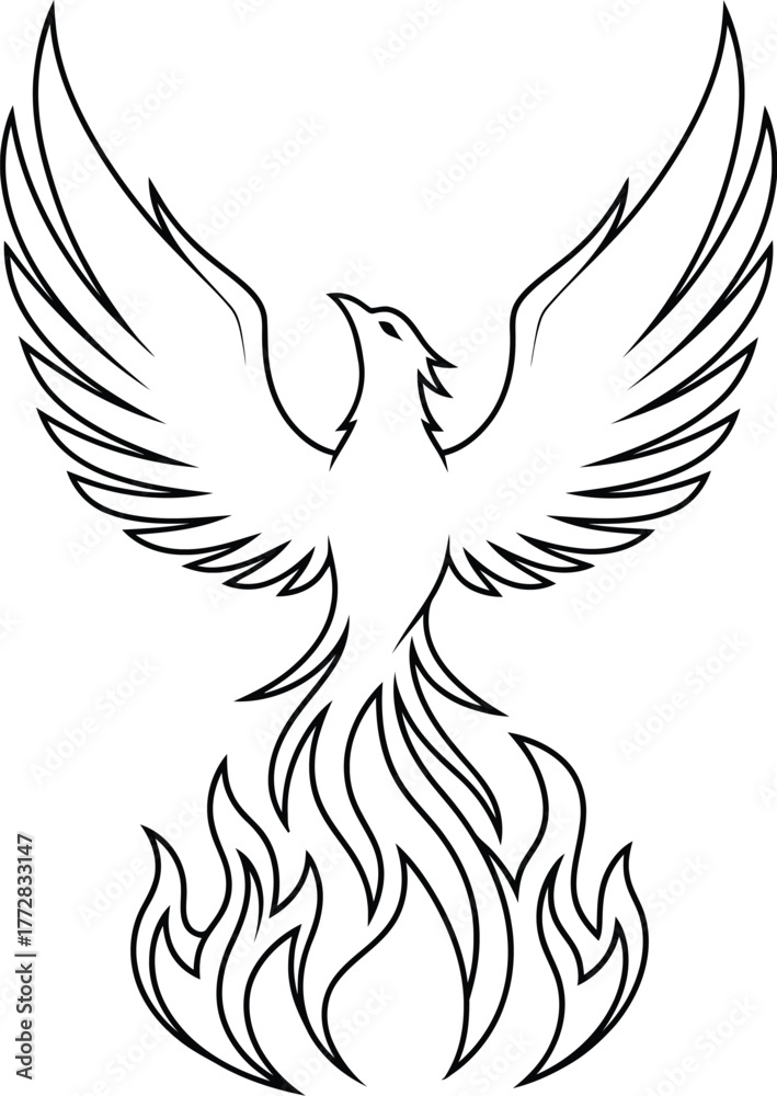 Obraz premium Phoenix bird rising fire rebirth mythology legend mythical creature flame wings art