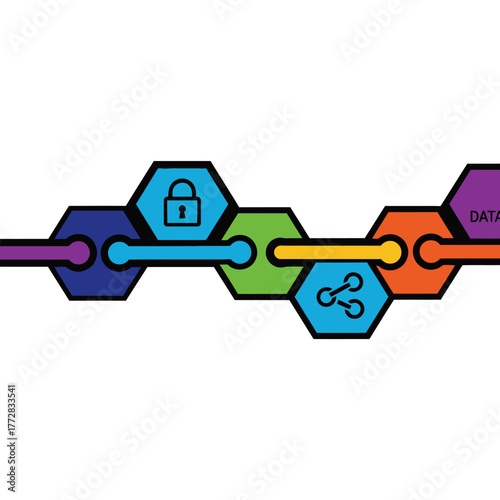 Blockchain technology security and data protection concept.