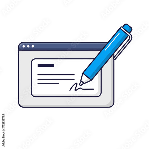 Digital signature on a document with a pen.