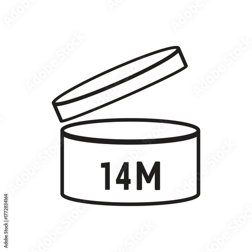 14 M SIGN vector illustration, packaging symbol Expiration period in months, expiration