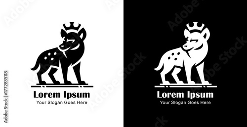 Hyena king logo design, a symbol of cunning, strength and eternal courage