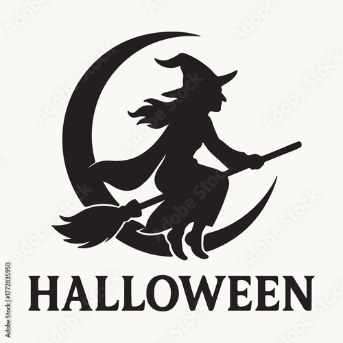 Halloween witch with a broom