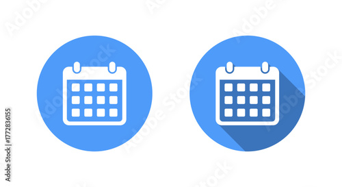 Calendar, date icon with long shadow. Schedule symbol