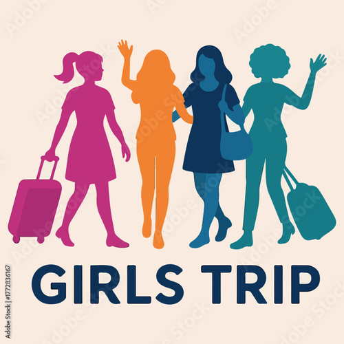 Set of girls trips vector silhouette logo illustration design style template 