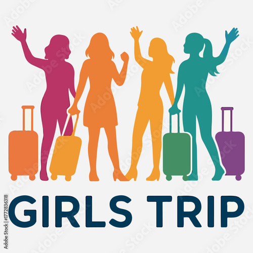 Set of girls trips vector silhouette logo illustration design style template