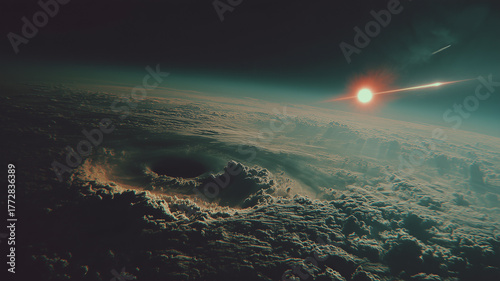 Earth View From Outer Space Showing Planet Atmosphere Horizon and Sunlight Glow
