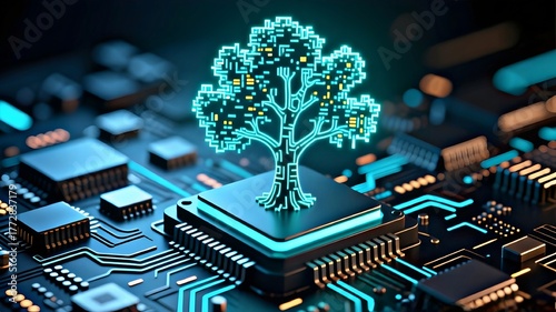 Circuit Tree on a Chip, A conceptual visual that combines nature and technology