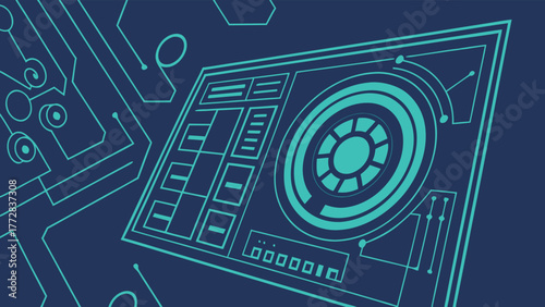 Blueprint interface digital display futuristic technology screen vector Abstract