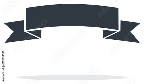 Elegant dark banner ribbon with pointed edges for celebratory messages and design elements.