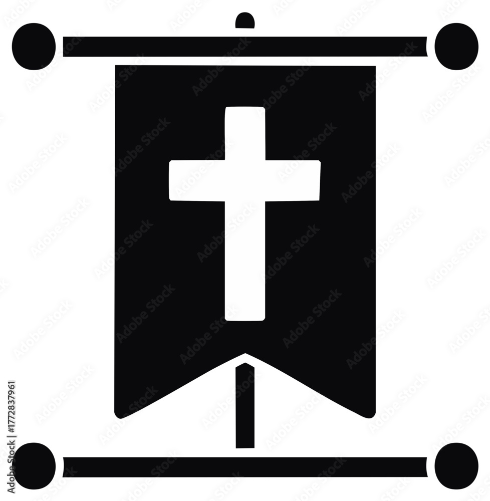 Obraz premium Religious Christian cross banner icon on a pole for celebration and faith