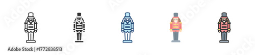 Nutcracker Icon Set Multiple Style Collection