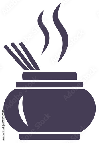 Aromatic Incense Sticks Burning in a Pot Emitting Fragrant Smoke Icon